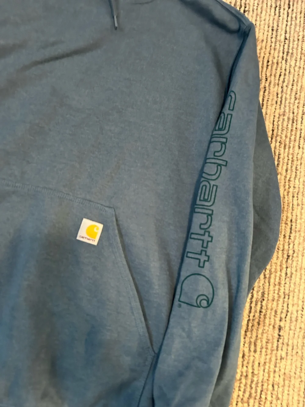 Carhartt Men's Blue Pullover Hoodie Sweater Loose Fit Size XL Cotton Blend